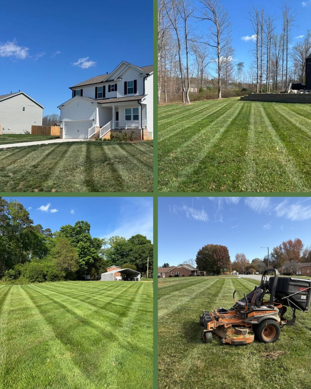 Freshly mowed lawns with crisp mowing stripes
